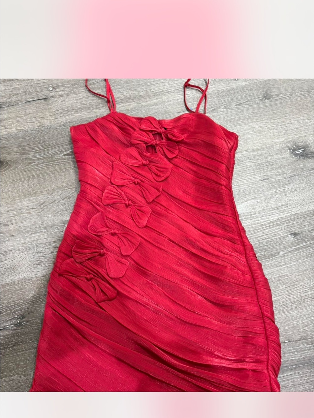 Petal & Pup Red Pleated Bow-Accent Mini Slip Dress
